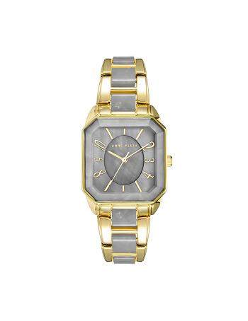 Anne Klein Square Case Resin Link Bracelet Watch Metalen Grijs Goud | NLJVR32530