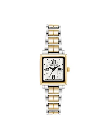 Anne Klein Square Case Two-Tone Bracelet Watch Metalen Zilver Goud | SNLVO24503