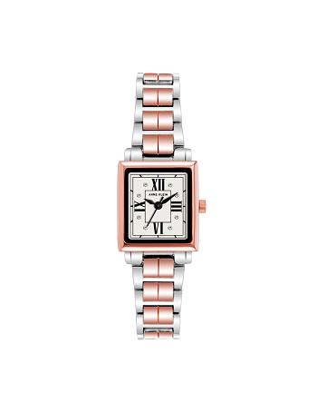 Anne Klein Square Case Two-Tone Bracelet Watch Metalen Zilver Roze Goud | XNLBH63665