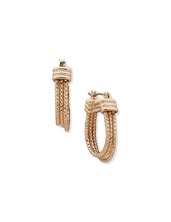 Anne Klein Texture Clip Hoop Pierced Earring Goud | TNLWZ49388