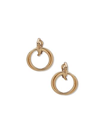 Anne Klein Textured Drop Hoop Clip on Earring Earring Goud | PNLQX88070