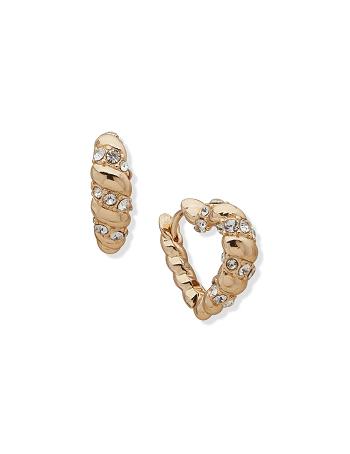 Anne Klein Twisted Heart Huggie Hoop Pierced Earring Goud | FNLUI44370