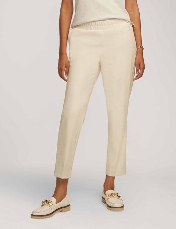 Anne Klein Veganistische Leren Pull On Cinched Taille Slim Ankle Broek Wit | SNLNY27393