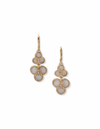 Anne Klein White Flower Drop Doorboorde oorbellen Goud Wit | NLDYB36317