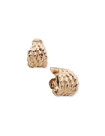 Anne Klein Woven Texture Hoop Clip Earring Goud | ANLWC32146