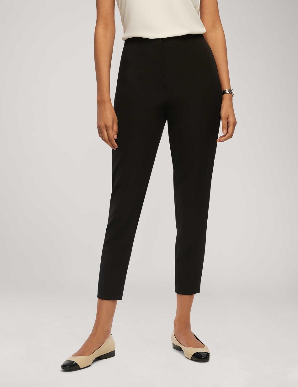 Anne Klein Anne Stretch Pleat Hollywood Taille Slim Ankle Pant Broek Zwart | YNLVQ47131