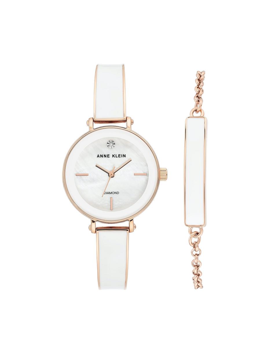 Anne Klein Bangle Watch With Bracelet Set Diamant Wit | NLJKU54231