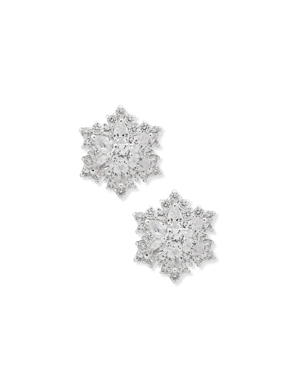 Anne Klein Button Snowflake Doorboorde oorbellen Zilver | NLDYB30333