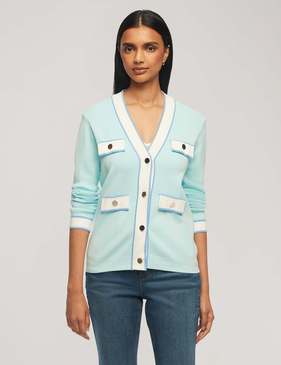 Anne Klein Cardigan With Tipped Pockets Truien Blauw | FNLUI56172