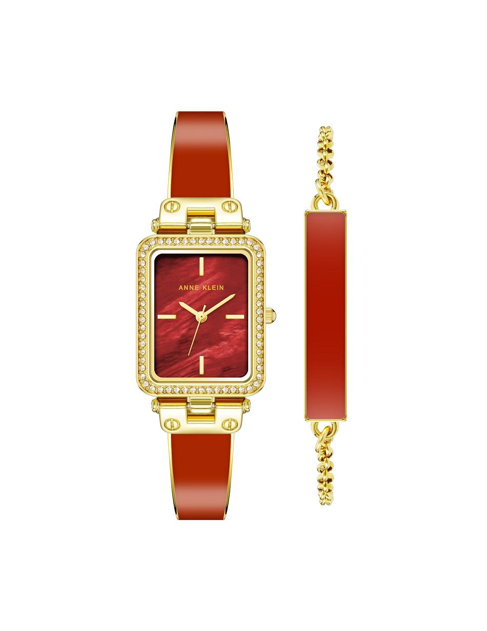 Anne Klein Case Watch and Bracelet Set Rechthoekig Goud Oranje | NLJVR53308