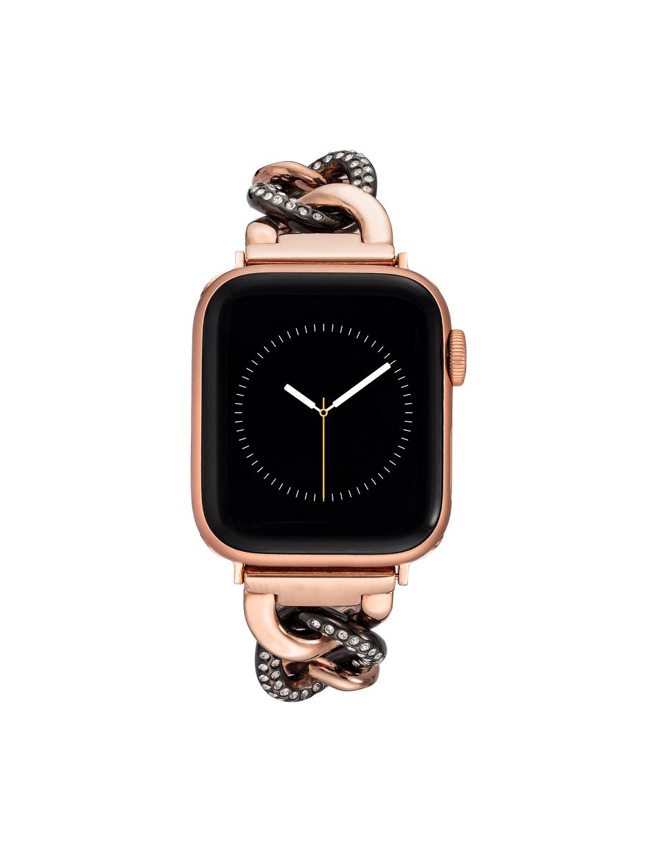 Anne Klein Chain Link Bracelet Band with Premium Crystals Apple Watch-accessoires Grijs Roze Goud | DNLVO76264