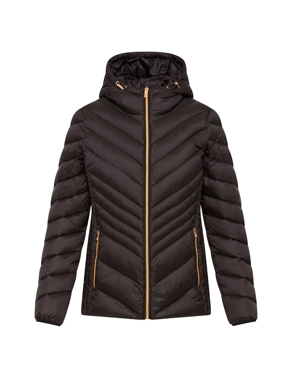 Anne Klein Chevron Packable Puffer Jacket Bovenkleding Zwart | NLICD82906