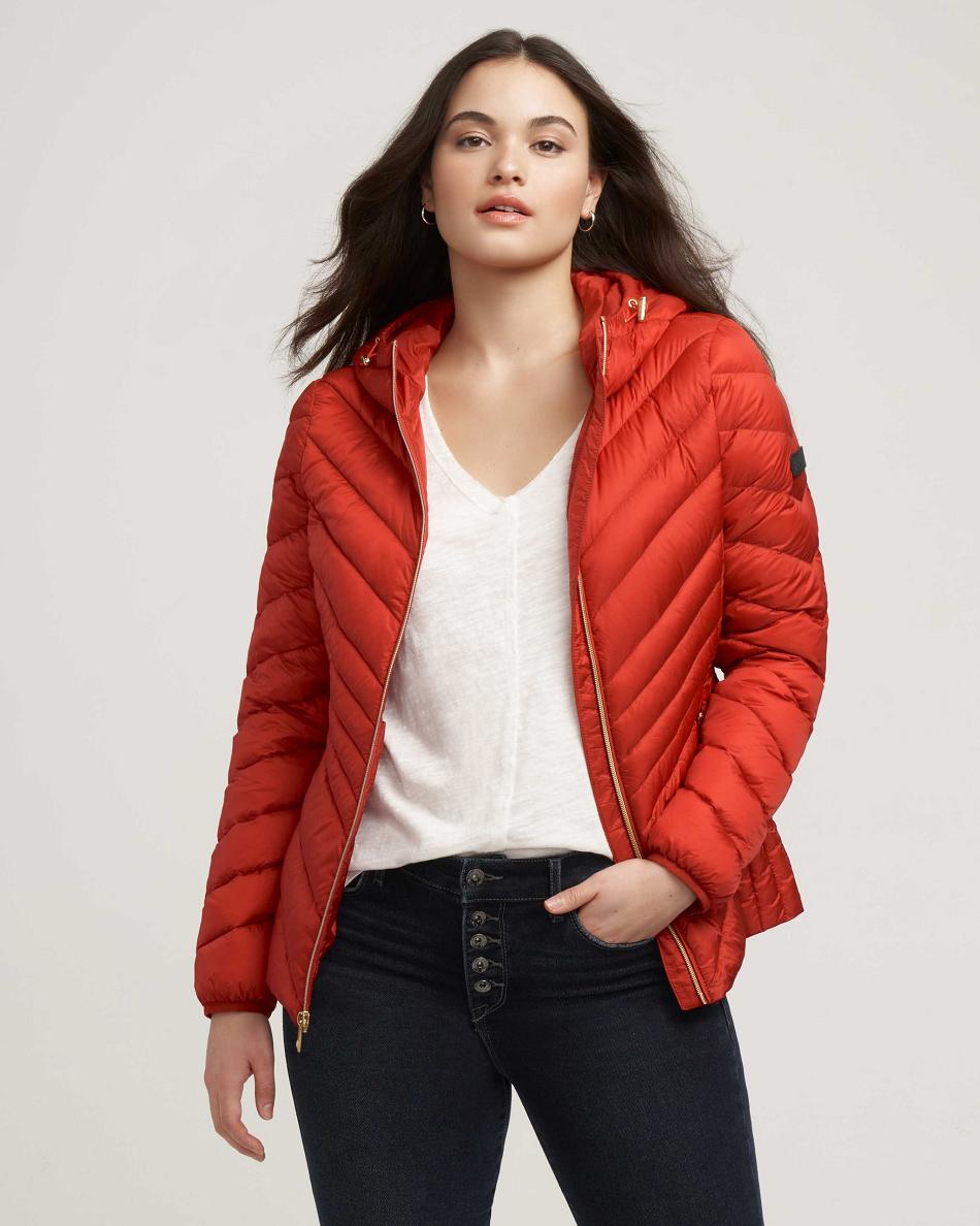 Anne Klein Chevron Packable Puffer Jacket Bovenkleding Rood | NLIIZ55351