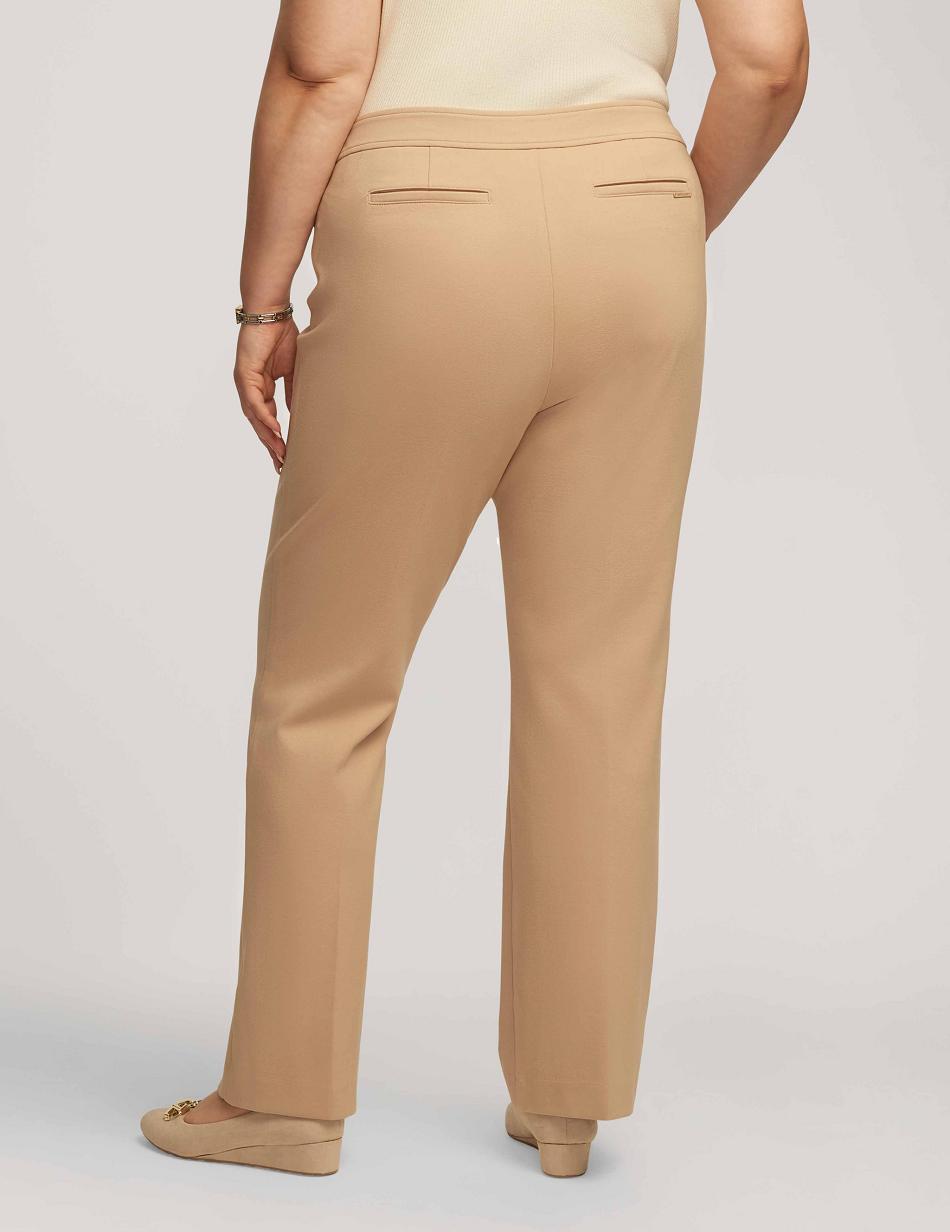 Anne Klein Compression Fly Front Bootleg Pant Grote Maat Beige | LNLSX12495