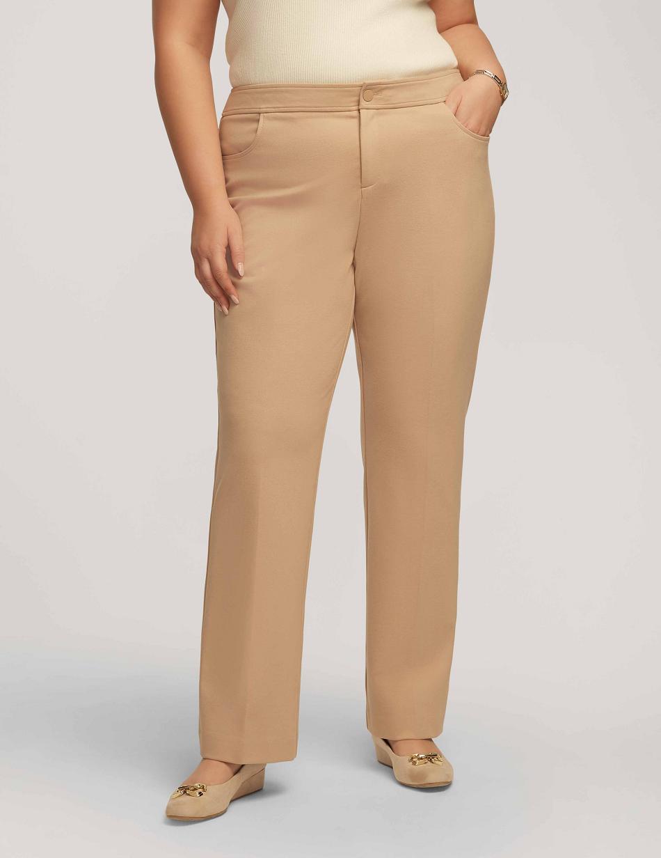 Anne Klein Compression Fly Front Bootleg Pant Grote Maat Beige | LNLSX12495