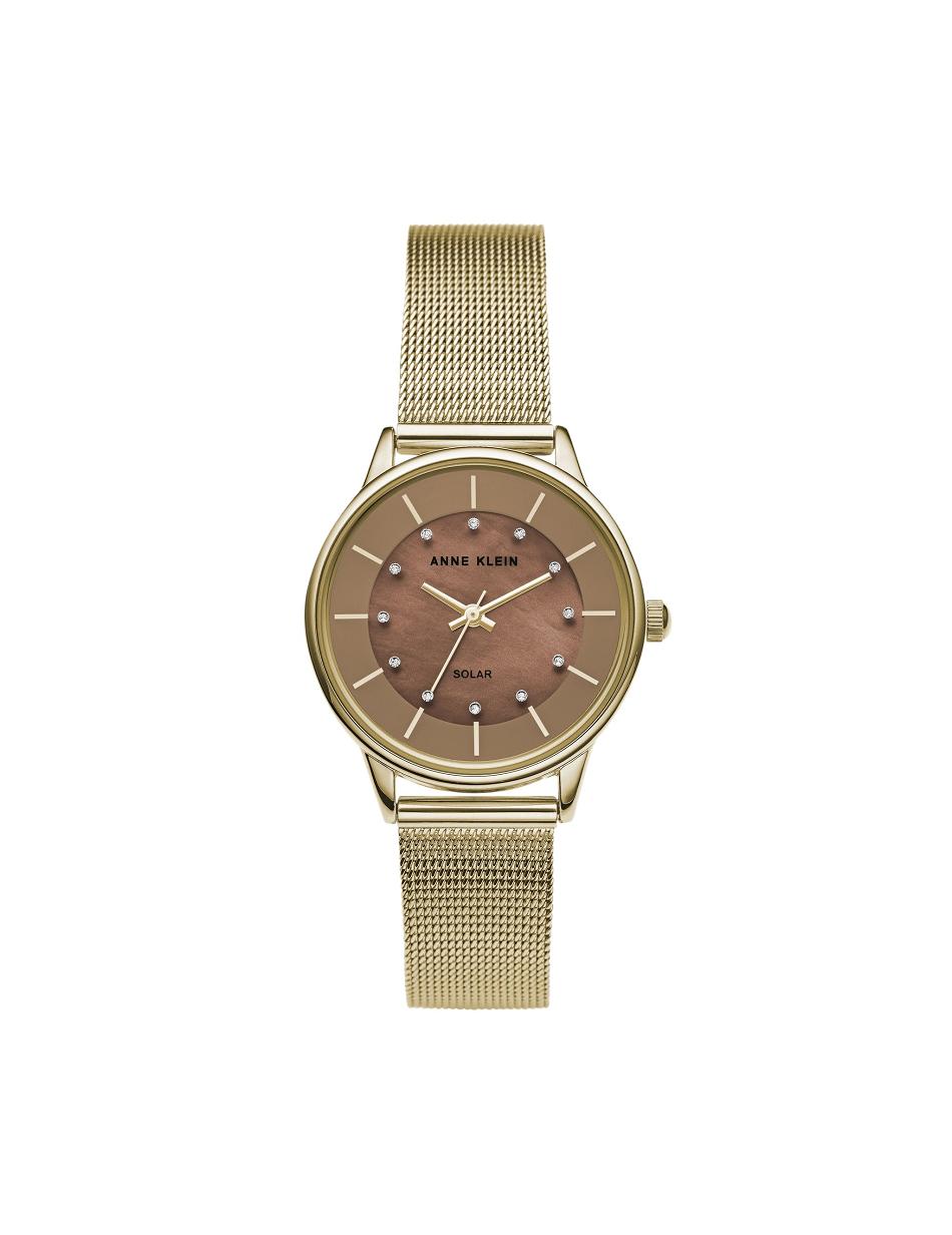 Anne Klein Considered Solar Powered Mesh Watch Metalen Bruin | QNLWA74108