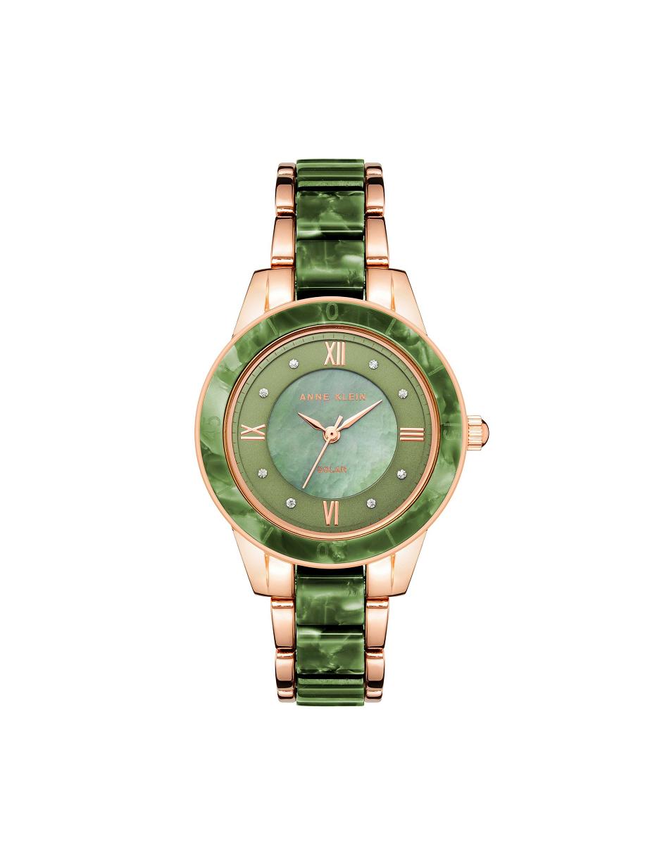 Anne Klein Considered Solar Powered Resin Watch Metalen Groen Roze Goud | ZNLNQ54372