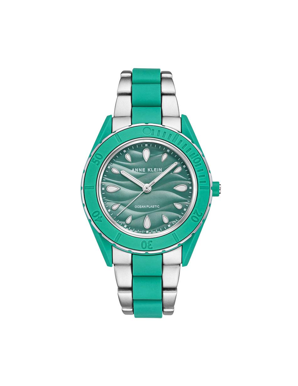 Anne Klein Considered Solar Recycled Bracelet Oceaan plastic horloges Groen Zilver | ENLVG63481