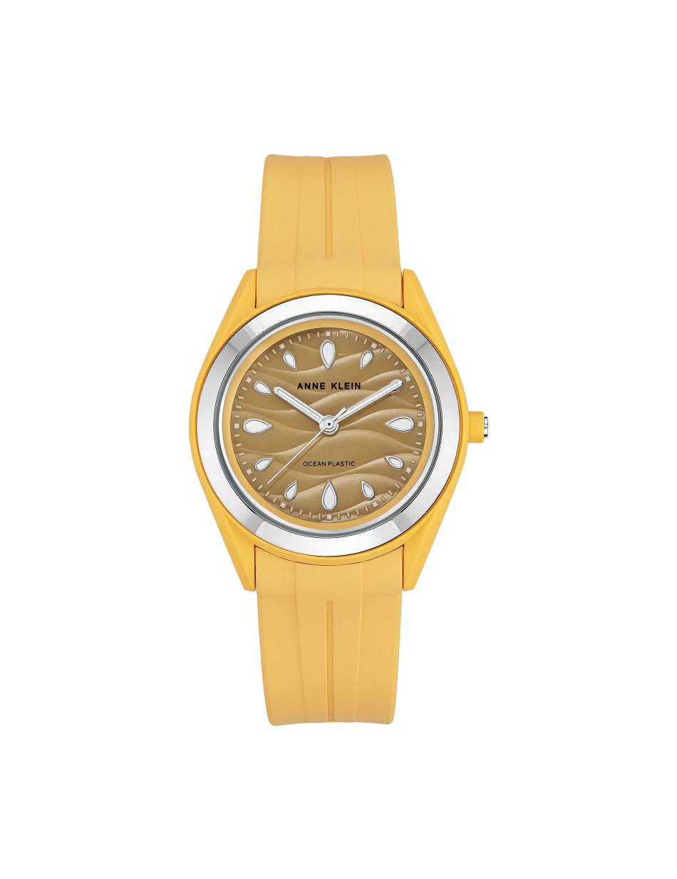 Anne Klein Considered Solar Recycled Riemen Oceaan plastic horloges Geel Zilver | SNLVO52955