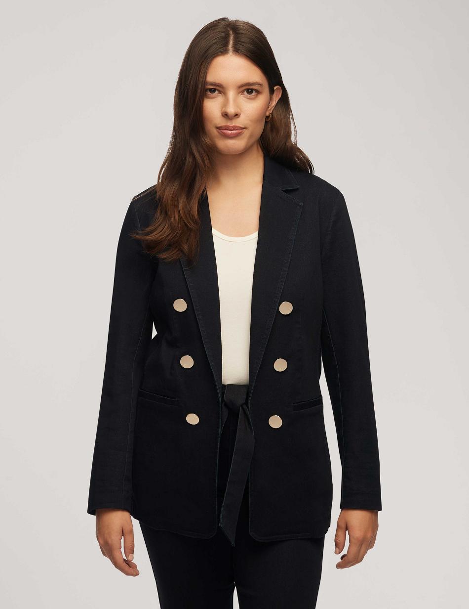 Anne Klein Denim Faux Double Breasted Blazer Blauw Indigo | ENLVG66947