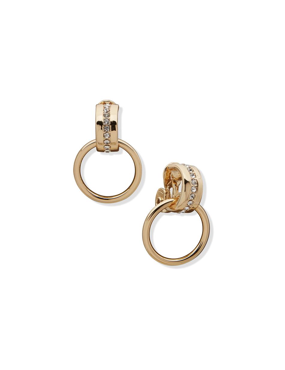 Anne Klein Doorknocker Crystal Clip Earring Goud | NLQAV48312