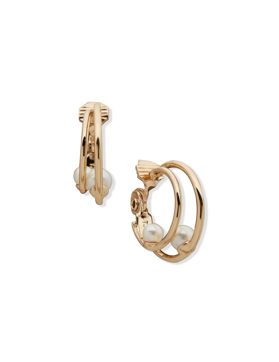 Anne Klein Double Hoop With Pearl Clip Earring Goud | TNLWZ99935