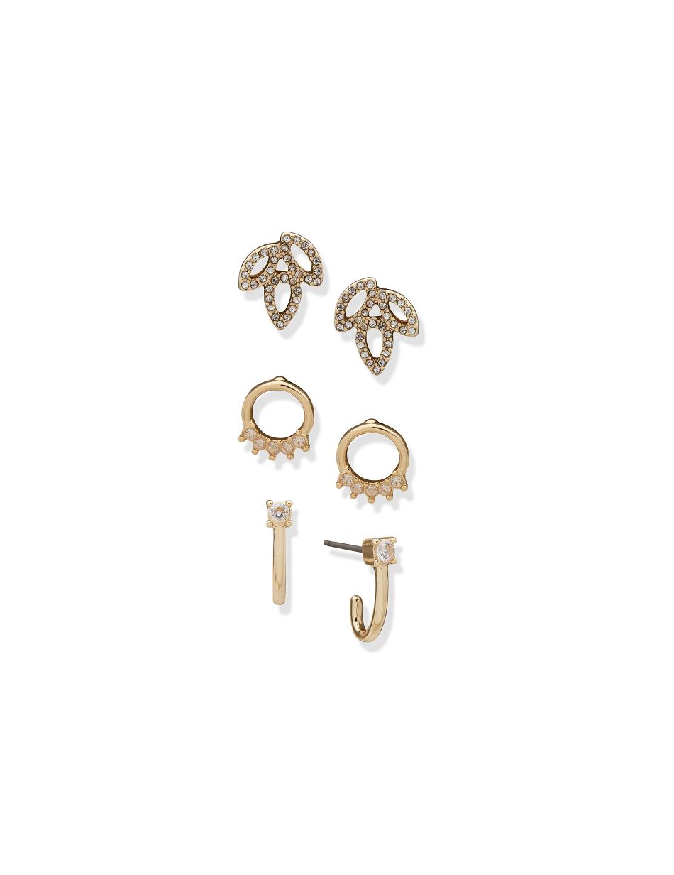 Anne Klein Drop Hoop Pierced Earring Trio in Gift Box Earring Goud | ENLVG29274