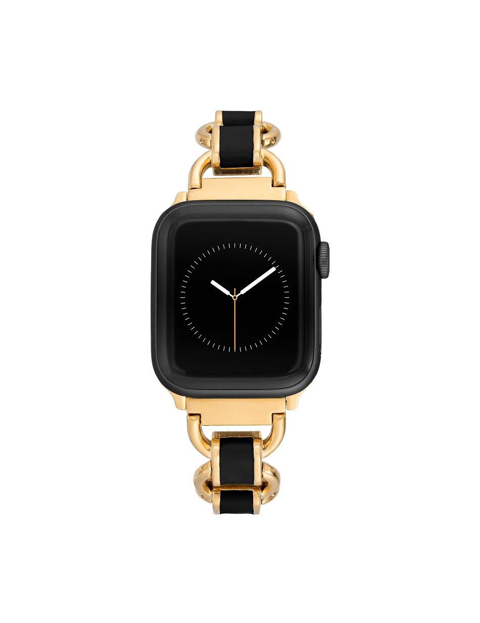 Anne Klein Enamel Link Bracelet Band for Apple Watch® Bestsellers Zwart Goud | BNLSD89836