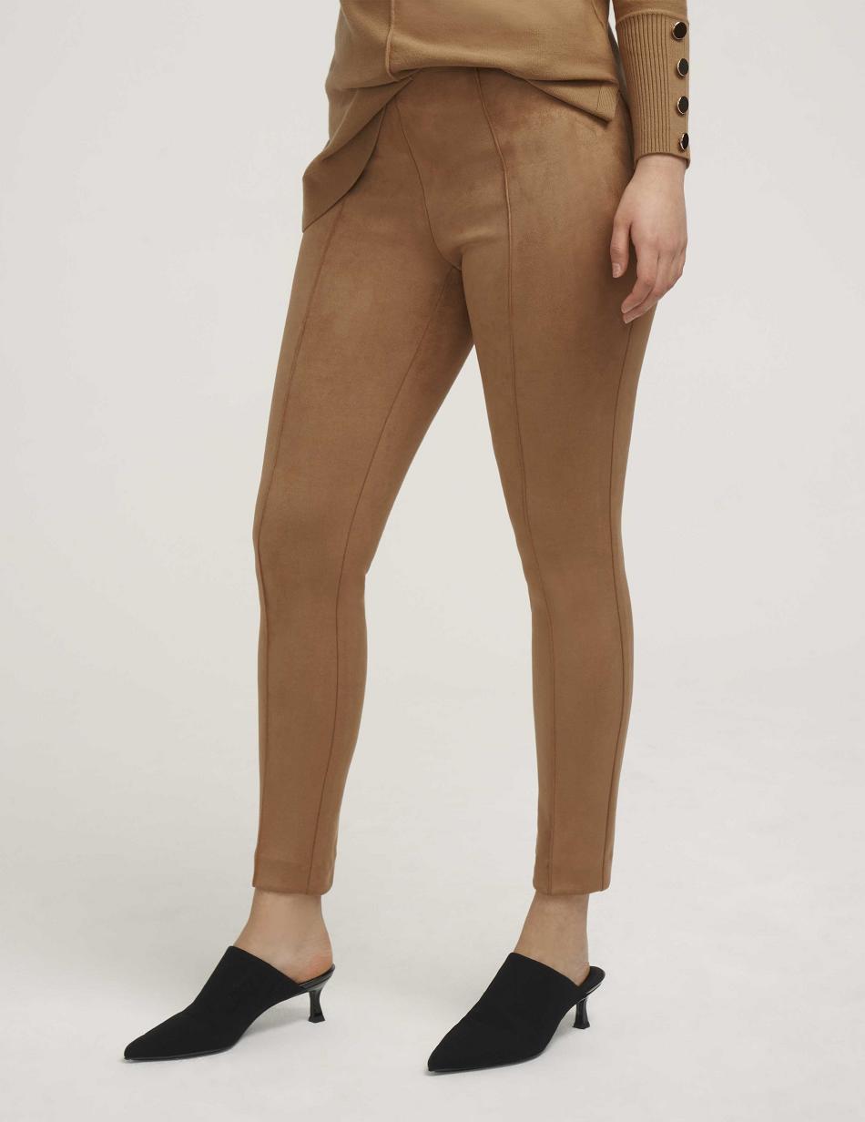 Anne Klein Faux Suede Pull On Slim Ankle Pant- Clearance Broek Bruin | NLEGJ23395