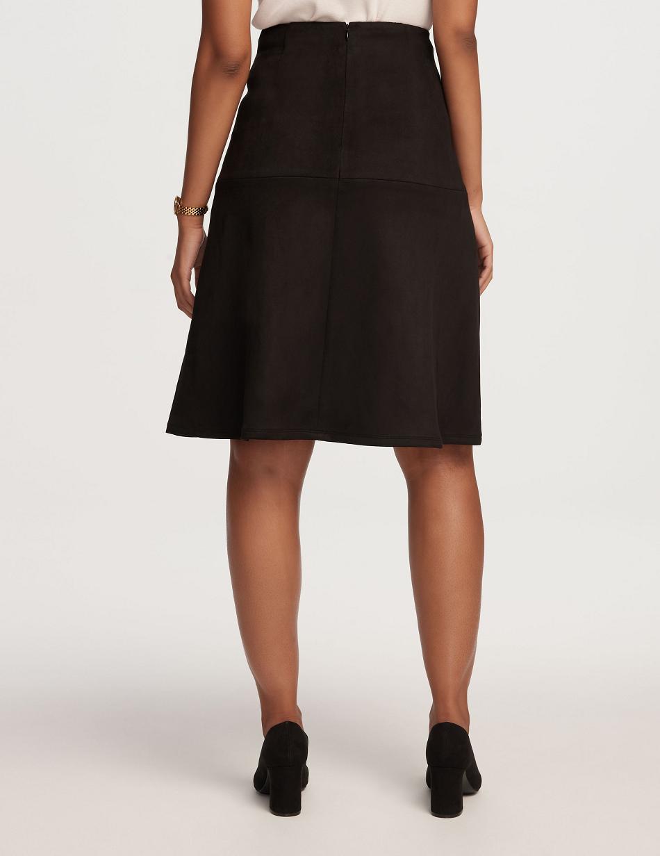 Anne Klein Flared Scuba Suede Skirt Broek Zwart | NLQAV77508