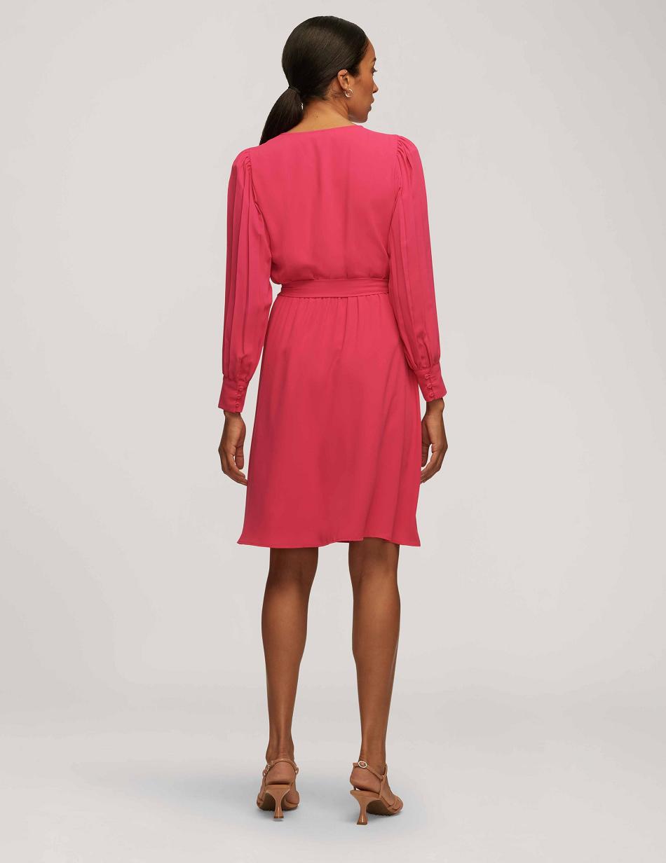 Anne Klein Geplooid Sleeve Jurken Roze | NLCVG73854