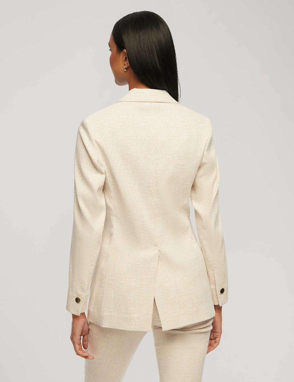 Anne Klein Grid Tech Stretch One Button Blazer Wit | PNLQX62416