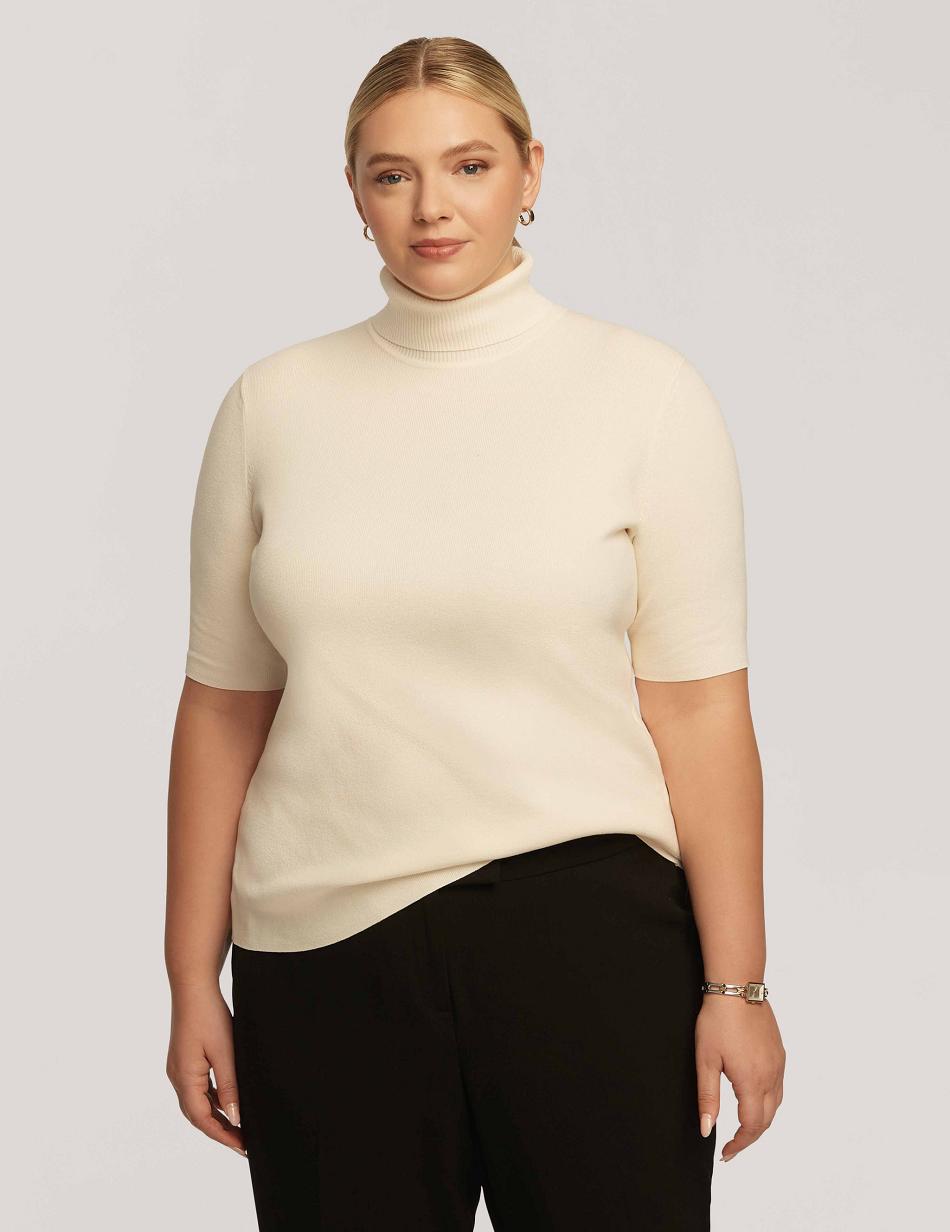 Anne Klein Half Sleeve Turtleneck Grote Maat Wit | NLZPD95126