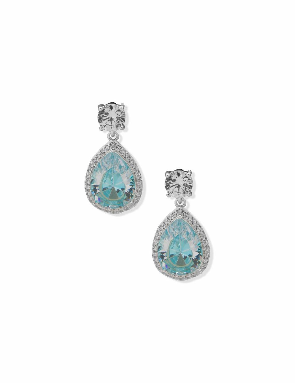 Anne Klein Halo Pear Aqua Stud Earring Lichtturquoise Zilver | BNLSO70451