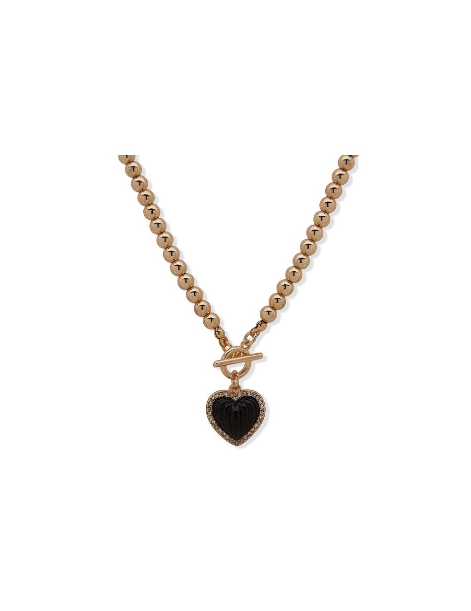 Anne Klein Heart Pendant Jet Kettingen Goud | SNLNY98609