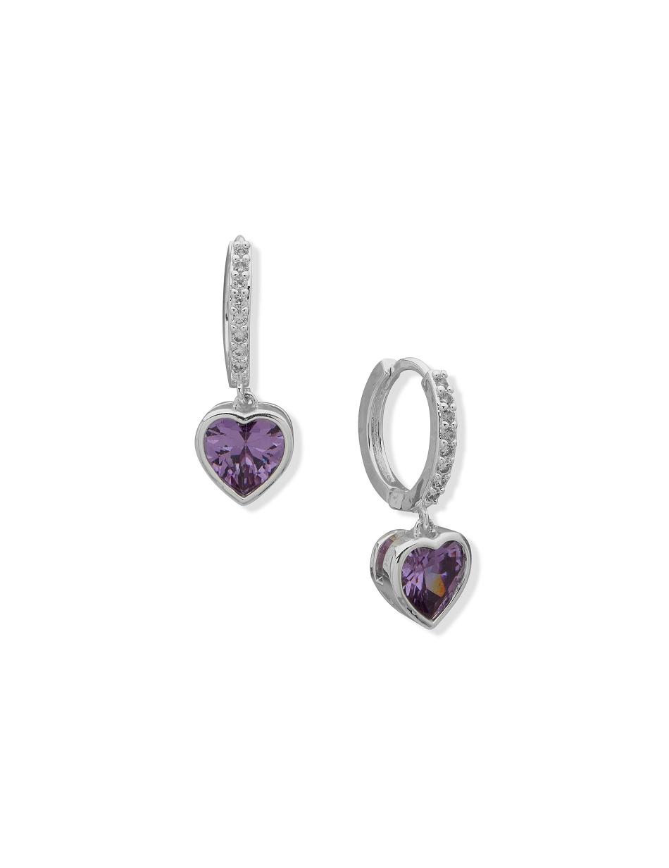 Anne Klein Hoop With Heart Stone Drop Pierced Earring Zilver | NLCIF63679