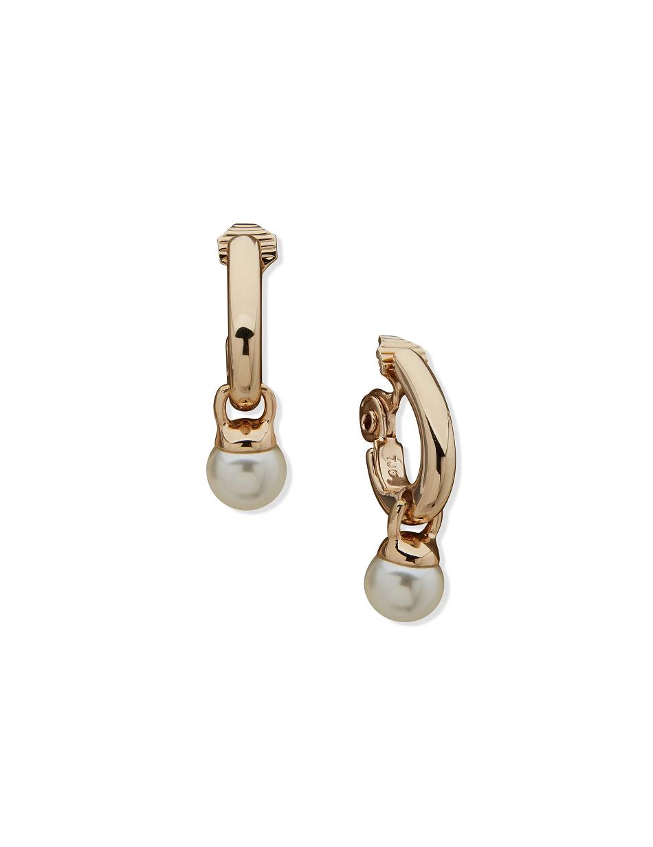 Anne Klein J Hoop With Pearl Drop Clip On Earring Goud | NLJBT28963