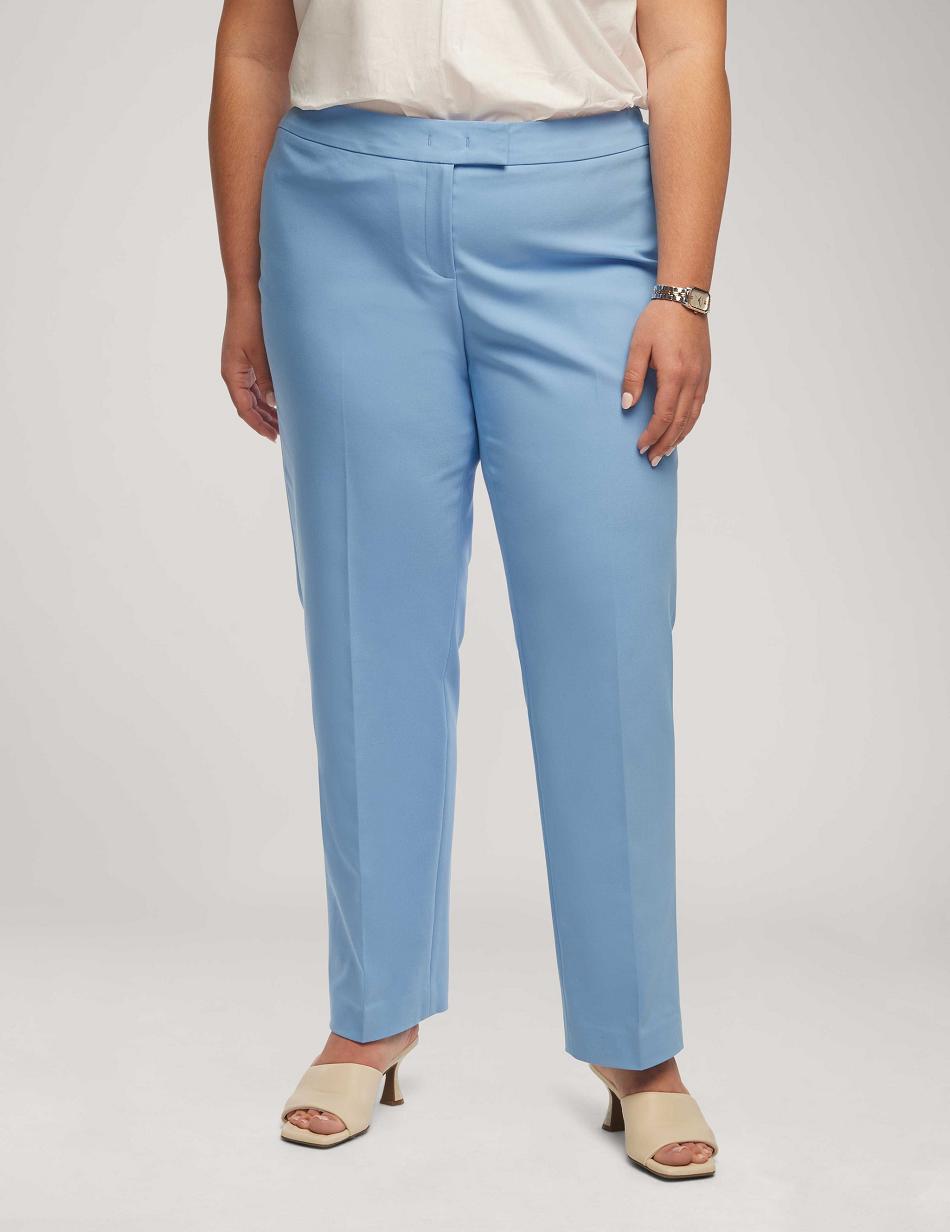 Anne Klein Katoenen Double Weave Bowie Pant Grote Maat Blauw | GNLEC35646