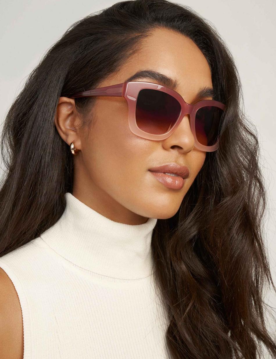 Anne Klein Klassieke Frame Sunglasses Vierkant Roze | SNLNY68112