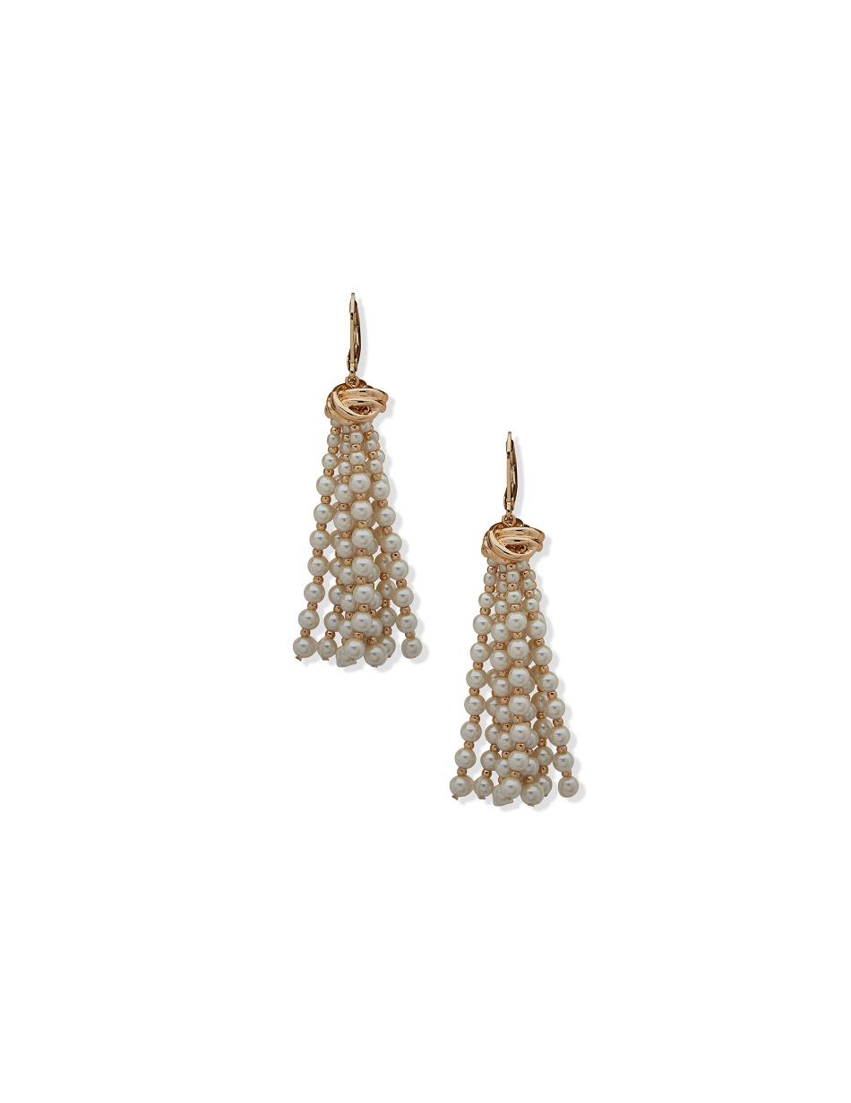 Anne Klein Knot With Pearl Tassel Earring Goud | NLXBR56990