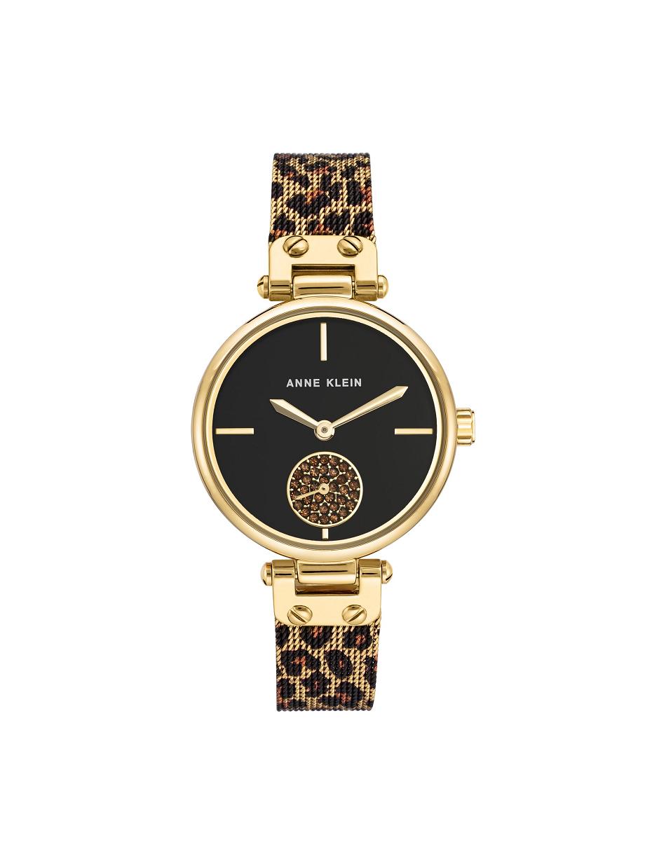 Anne Klein Leopard Mesh Band Watch Metalen Goud Leopard | XNLGW58240