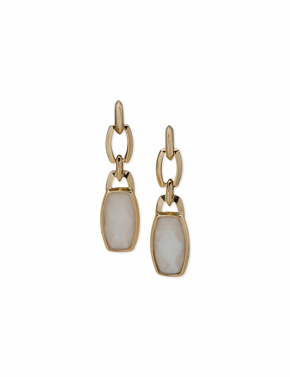 Anne Klein Linear Faux Pearl Drop Earring Goud | NLZDE89749