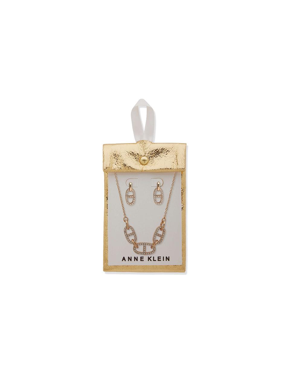 Anne Klein Links Necklace and Earring Set in Pouch Sieraden sets Goud | PNLQX77842