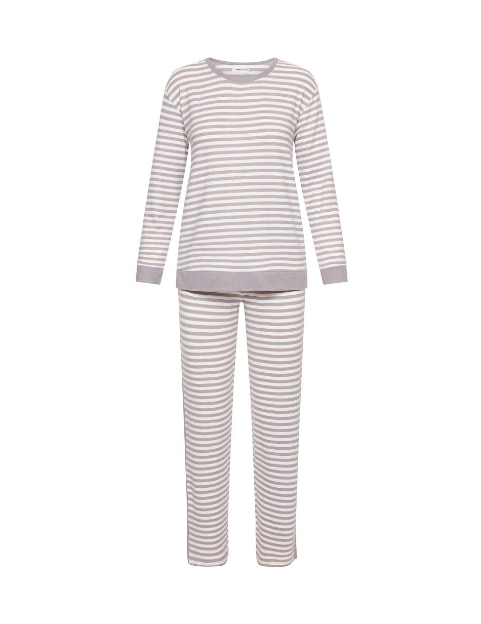 Anne Klein Long Sleeve Pajama Set Nachtkleding Wit Grijs | NLQCS88406