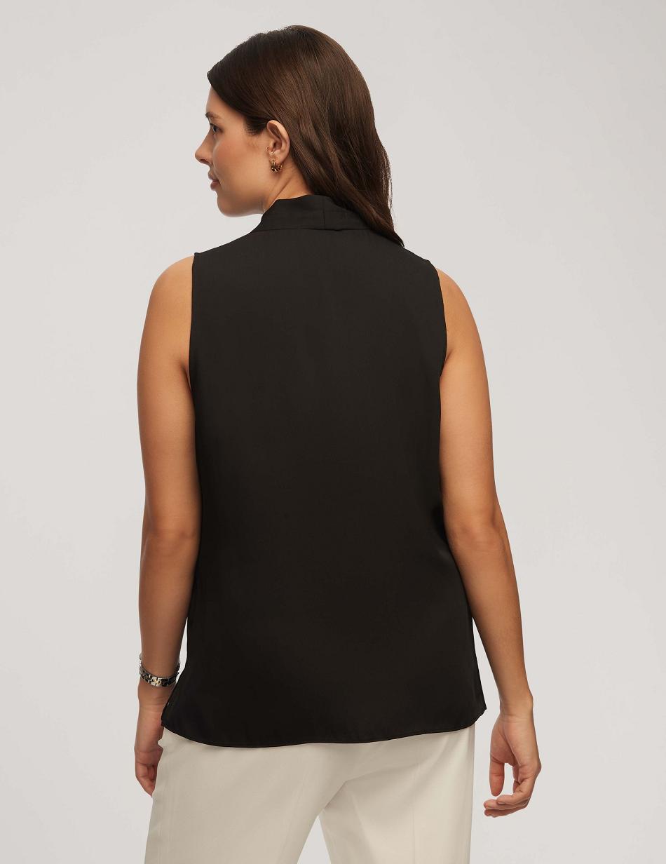 Anne Klein Mouwloos Geplooid Shoulder Blouse Topjes Zwart | DNLVO77064