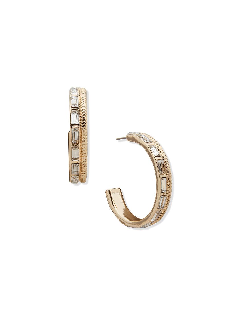 Anne Klein Omega Chain Baguette Hoop Doorboorde oorbellen Goud | NLZPD14566