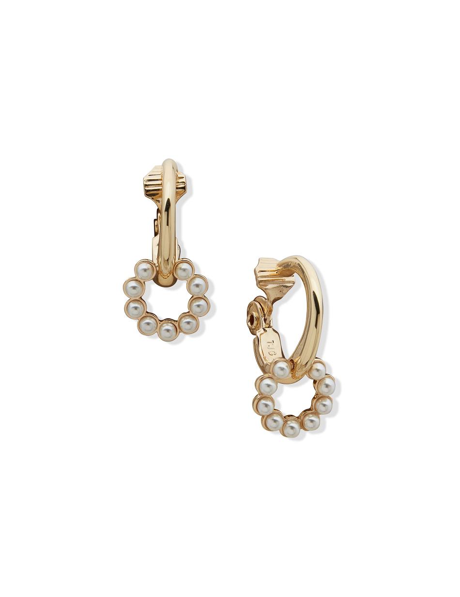 Anne Klein Orbital Hoop With Halo Pearl Clip Earring Goud | NLJBT58511