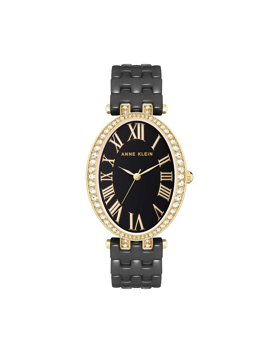 Anne Klein Oval Bracelet Watch Keramiek Zwart Goud | NLZPD60820