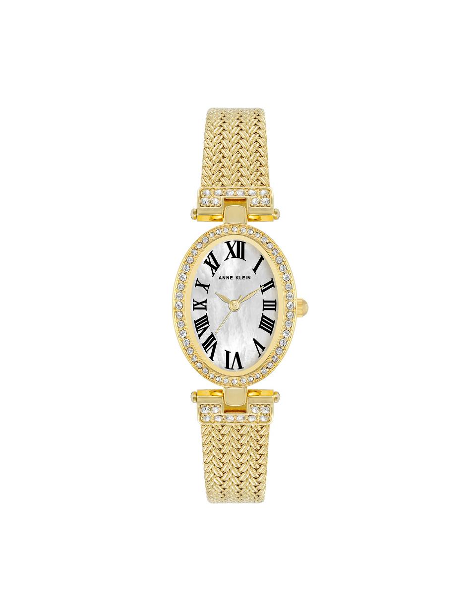 Anne Klein Oval Crystal Accented Mesh Bracelet Watch Metalen Goud | NLNZX74179