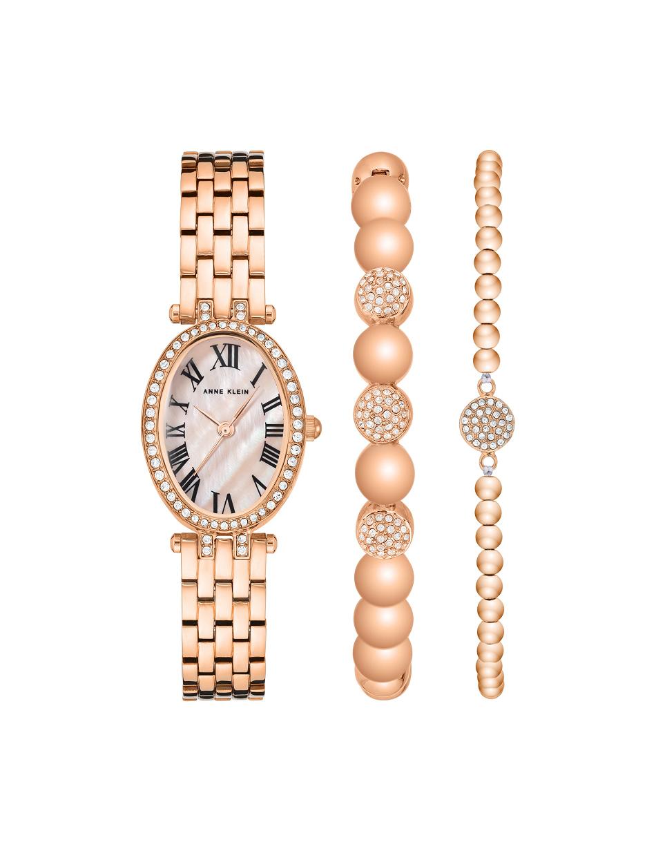 Anne Klein Oval Watch and Bracelet Set with Premium Crystals Metalen Roze Goud | TNLWZ57978